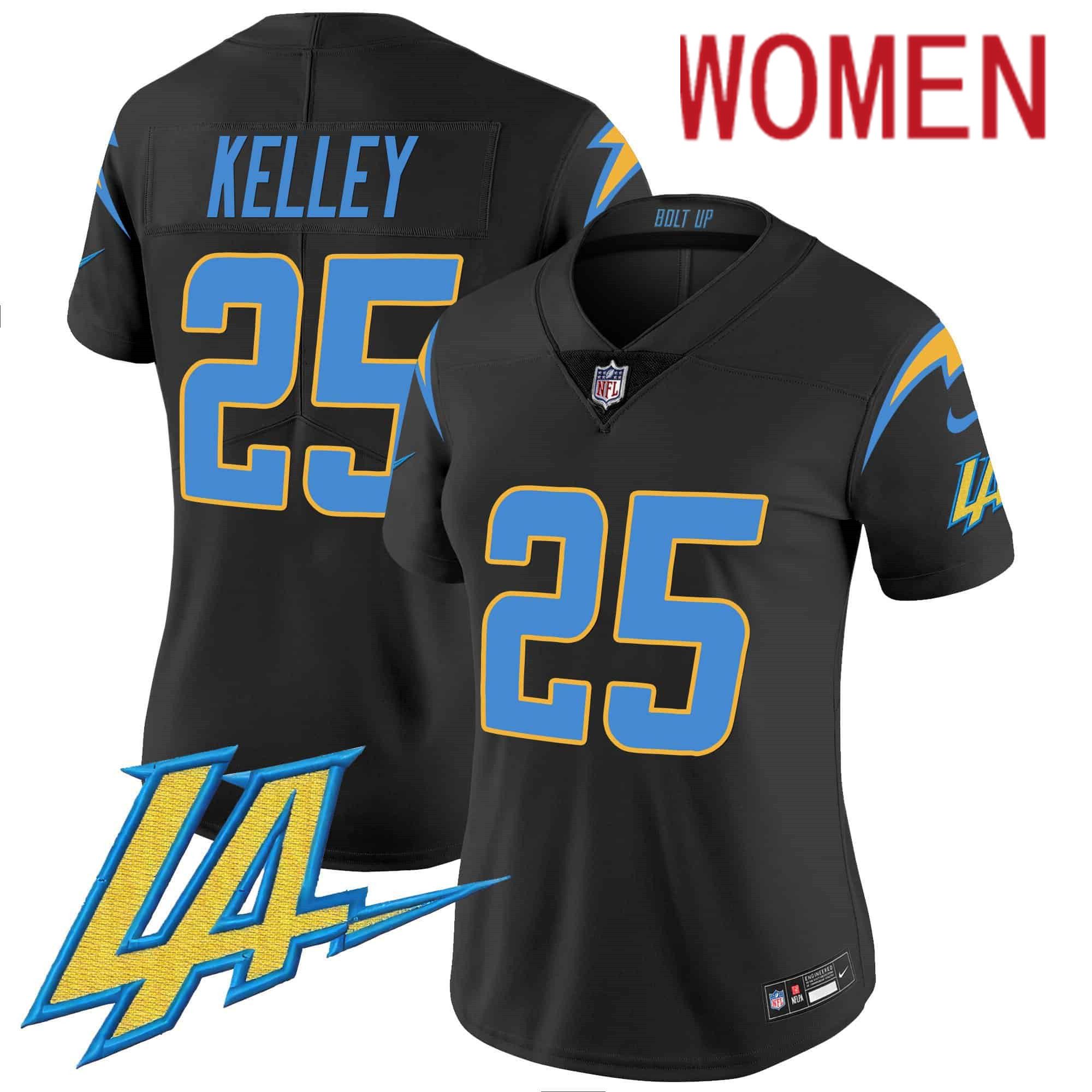 Women Los Angeles Chargers #25 Kelley Black 2024 Nike Vapor Limited NFL Jersey style 1